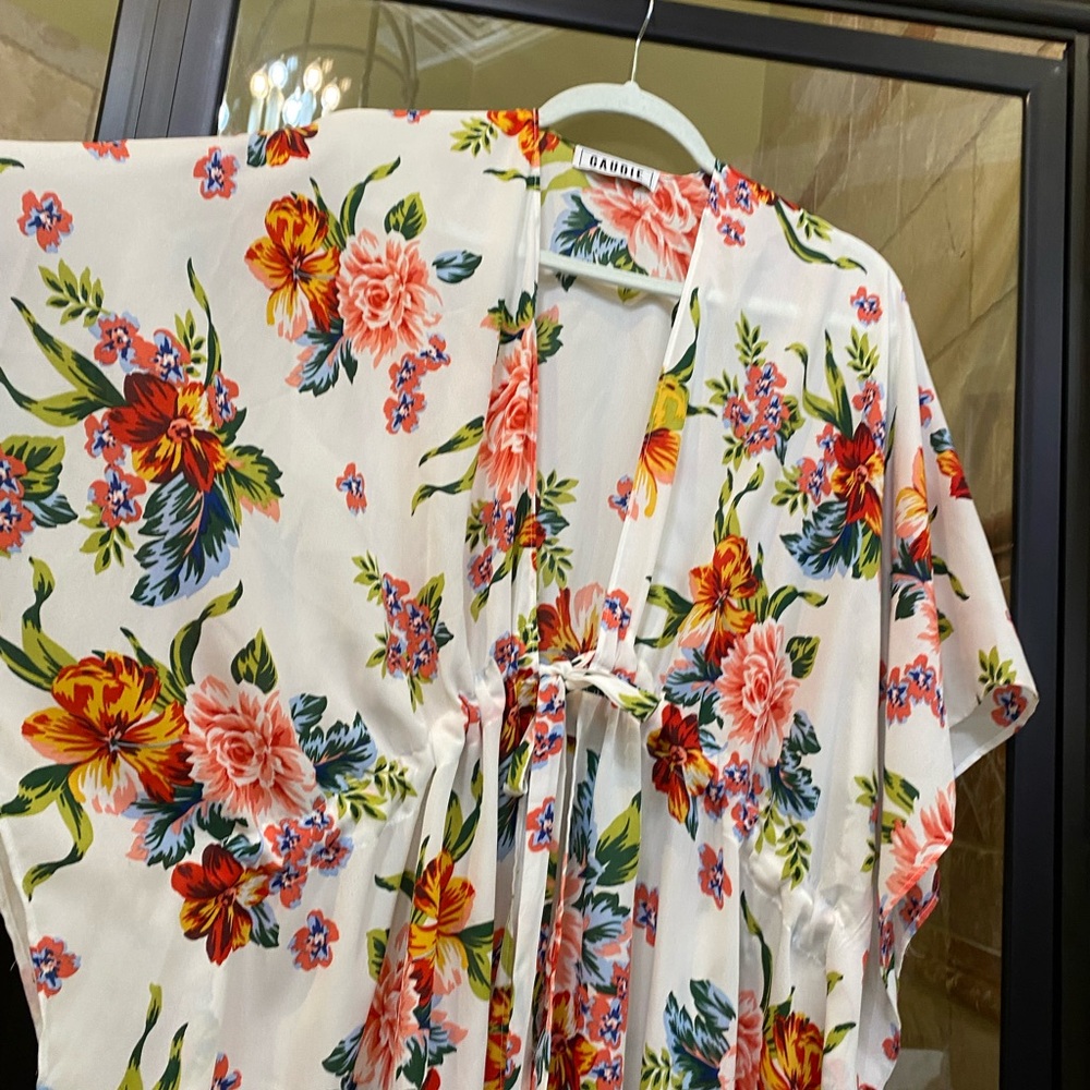Floral Kimono with Pink and Orange Flowers